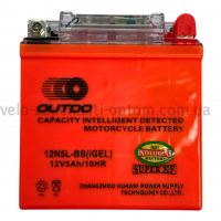 Акумулятор 12N5L-BS iGEL 12V5Ah/10HR високий гелевий з індикатором Outdo