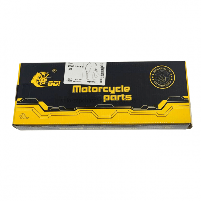 Дзеркало ромб ZF001-118B M8 з кожухом GO