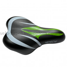 Дитяче сідло 296 чорне зі смугами біло-зеленого кольору Agilette