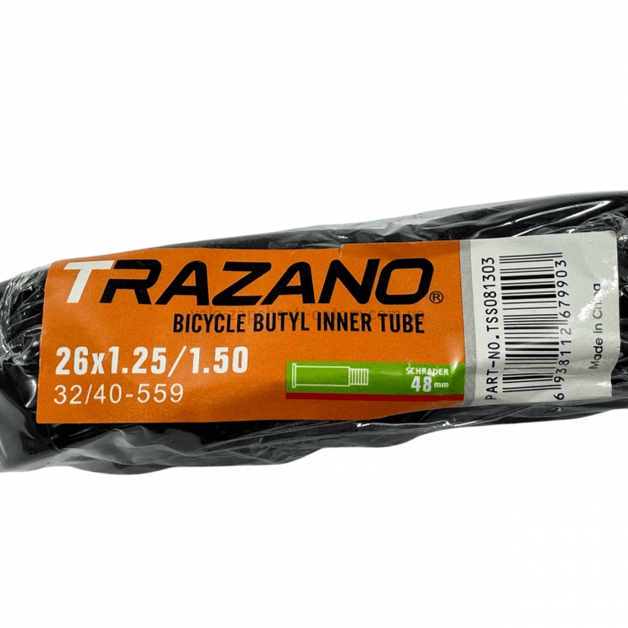 Камера 26х1.25/1.50 32/40-559 AV 48 мм вузька прямий вентиль Schrader Trazano