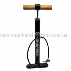 Насос підлоговий чорний 9911 з дерев'яною ручкою металевий Zhufeng