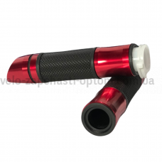 Ручки газу мото довгі DS №4 червоні з алюмінієвими вставками JWBP