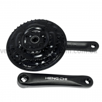 Система шатунів Hengchi 3181 42/34/24T (170 мм) Чорні велосипедні шатуни під квадрат із захистом ланцюга