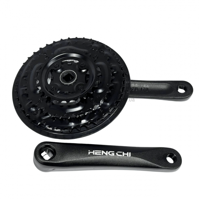 Система шатунів Hengchi 3181 42/34/24T (170 мм) Чорні велосипедні шатуни під квадрат із захистом ланцюга
