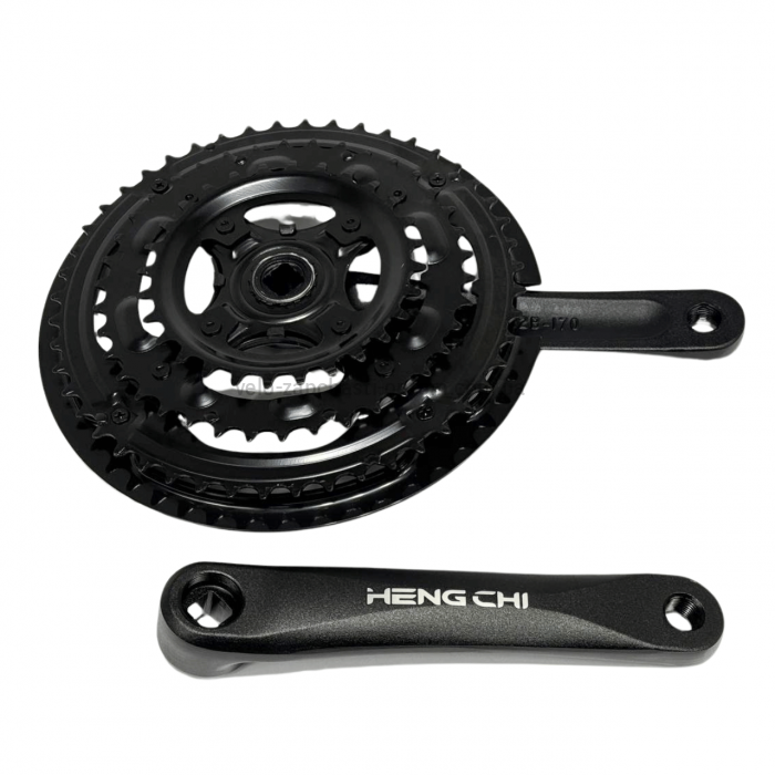 Система шатунів Hengchi 3182 48/38/28T (170 мм) Швидкіcні шатуни під квадрат із захистом ланцюга (Чорні)