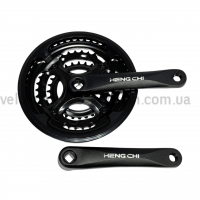 Система шатунів Hengchi 3182 48/38/28T (170 мм) Швидкіcні шатуни під квадрат із захистом ланцюга (Чорні)