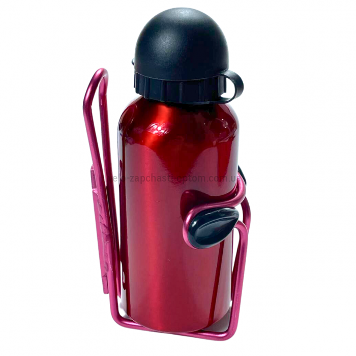 Фляга алюмінієва рожева 300 мл дитяча з флягоутримувачем Shunfeng