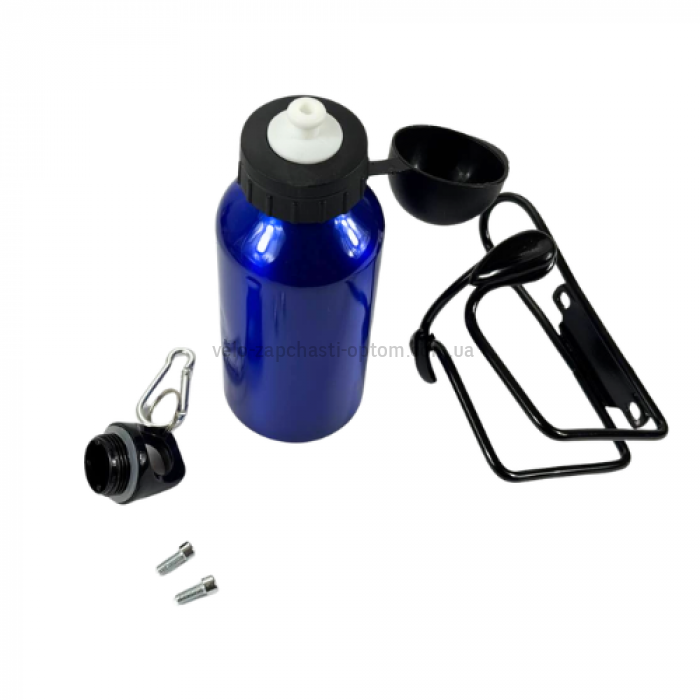 Фляга алюмінієва синя 300 мл з флягоутримувачем Shunfeng