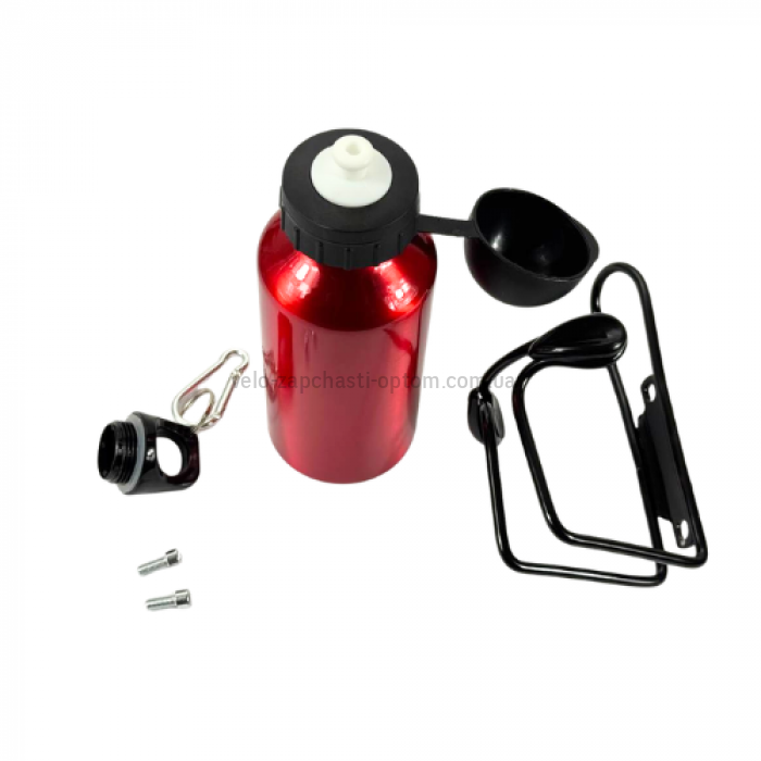 Фляга алюмінієва червона 300 мл з флягоутримувачем Shunfeng