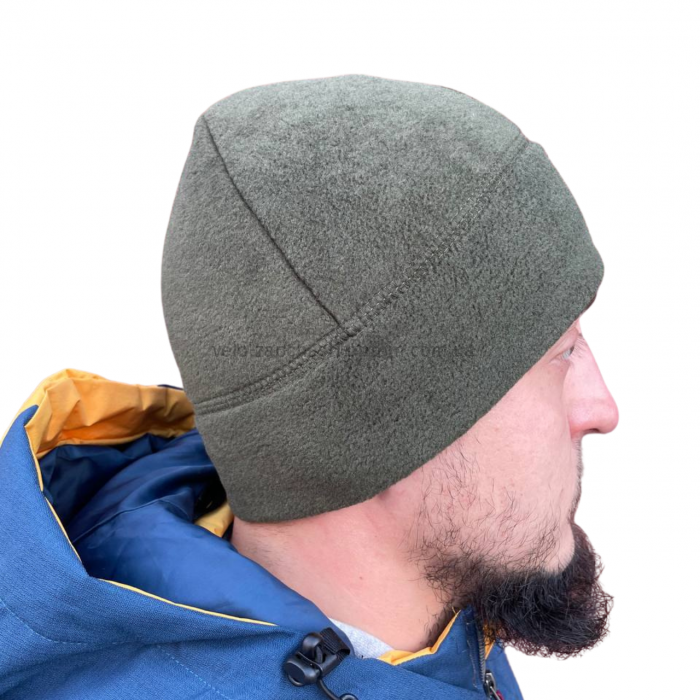 Шапка фліс без закота олива 57-58см