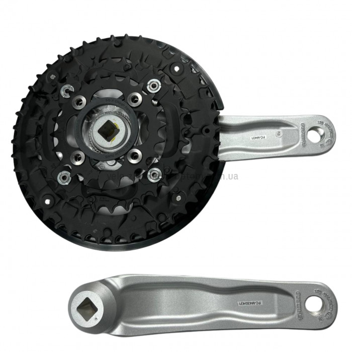 Система шатунів Shimano Alivio FC-M431 (44/32/22Т, 170 мм) сіра Велосипедні алюмінієві шатуни три зірки під квадрат із захистом
