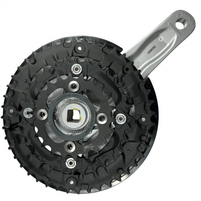 Система шатунів Shimano Alivio FC-M431 (44/32/22Т, 170 мм) сіра Велосипедні алюмінієві шатуни три зірки під квадрат із захистом