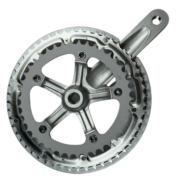 Система шатунів Prowheel ATIA P-22 (52/42Т, 170 мм) срібляста Шосейна велосипедна алюмінієва система під квадрат із захистом