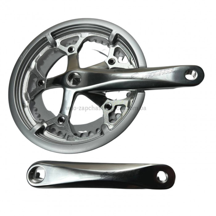 Система шатунів Prowheel ATIA P-22 (52/42Т, 170 мм) срібляста Шосейна велосипедна алюмінієва система під квадрат із захистом