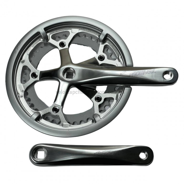 Система шатунів Prowheel ATIA P-22 (52/42Т, 170 мм) срібляста Шосейна велосипедна алюмінієва система під квадрат із захистом