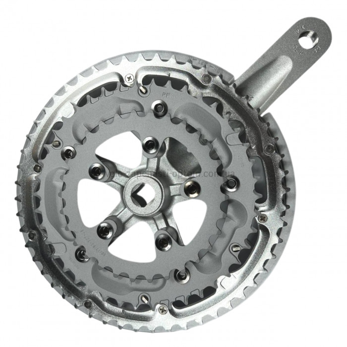 Система шатунів Prowheel ATIA P21 (52/42/30Т, 170 мм) срібляста Шосейно-туристичні алюмінієві шатуни три зірки під квадрат із за