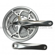 Система шатунів Prowheel ATIA P21 (52/42/30Т, 170 мм) срібляста Шосейно-туристичні алюмінієві шатуни три зірки під квадрат із за