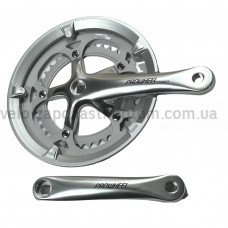 Система шатунів Prowheel CHARIOT (53/39Т, 170 мм) срібляста Шосейна велосипедна алюмінієва система під квадрат із захистом