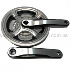 Система шатунів Prowheel CN99-10 (48/38/28Т, 170 мм) чорно-срібляста Велосипедні алюмінієві шатуни три зірки під квадрат