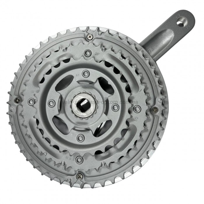 Система шатунів Prowheel CQ11 (48/38/28Т, 170 мм) срібляста Велосипедні алюмінієві шатуни три зірки під квадрат із захист