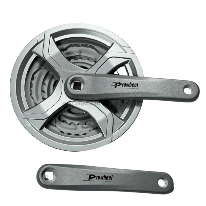 Система шатунів Prowheel CQ11 (48/38/28Т, 170 мм) срібляста Велосипедні алюмінієві шатуни три зірки під квадрат із захист