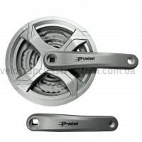 Система шатунів Prowheel CQ11 (48/38/28Т, 170 мм) срібляста Велосипедні алюмінієві шатуни три зірки під квадрат із захист
