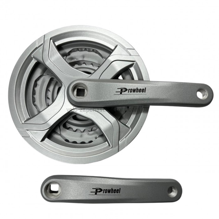 Система шатунів Prowheel CQ11 (48/38/28Т, 170 мм) срібляста Велосипедні алюмінієві шатуни три зірки під квадрат із захист