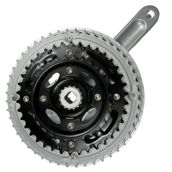 Система шатунів Prowheel N08 (48/38/28Т, 170 мм) сіра Велосипедні алюмінієві шатуни три зірки під квадрат із захистом