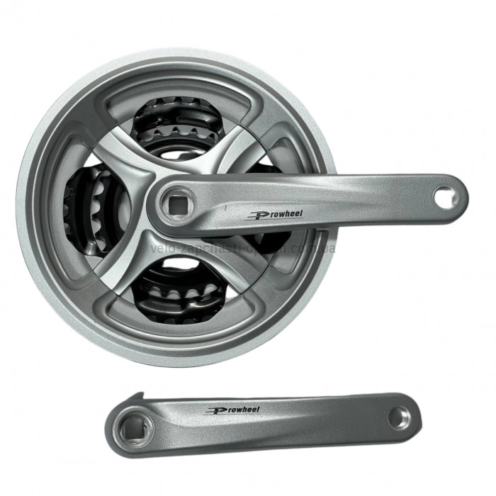 Система шатунів Prowheel N08 (48/38/28Т, 170 мм) сіра Велосипедні алюмінієві шатуни три зірки під квадрат із захистом