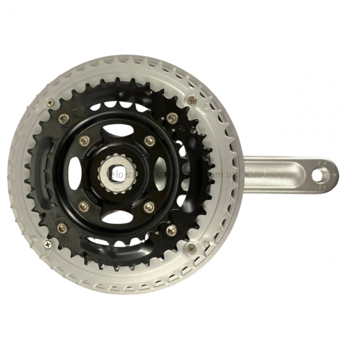 Система шатунів Prowheel CM03 / MU6918 (48/38/28Т, 170 мм) сіра Тришвидкісні алюмінієві шатуни 3x під квадрат із захистом ланцюга