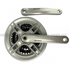 Система шатунів Prowheel CM03 / MU6918 (48/38/28Т, 170 мм) сіра Тришвидкісні алюмінієві шатуни 3x під квадрат із захистом ланцюга