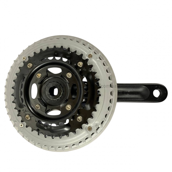 Система шатунів Prowheel CN03 / MU6916 (48/38/28Т, 170 мм) чорно-сіра Тришвидкісні алюмінієві шатуни 3x під квадрат із захистом