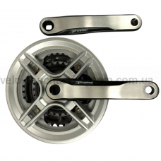 Система шатунів Prowheel CN03 / MU6916 (48/38/28Т, 170 мм) чорно-сіра Тришвидкісні алюмінієві шатуни 3x під квадрат із захистом