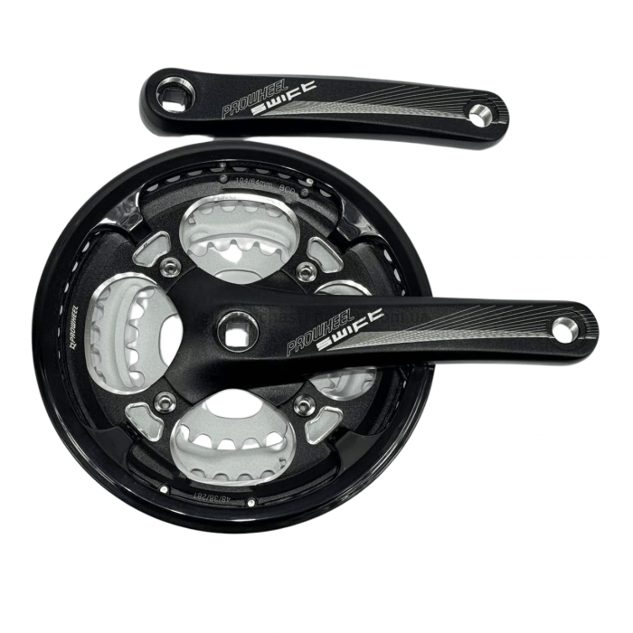 Система шатунів Prowheel SWIFT-251 (48/38/28Т, 170 мм) чорна Тришвидкісні алюмінієві шатуни 3x під квадрат із розбірними зірками