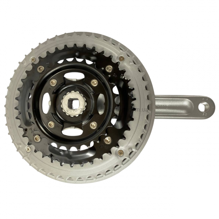 Система шатунів Prowheel TY-CM99 (48/38/28Т, 170 мм) срібляста Тришвидкісні алюмінієві шатуни 3x під квадрат із захистом