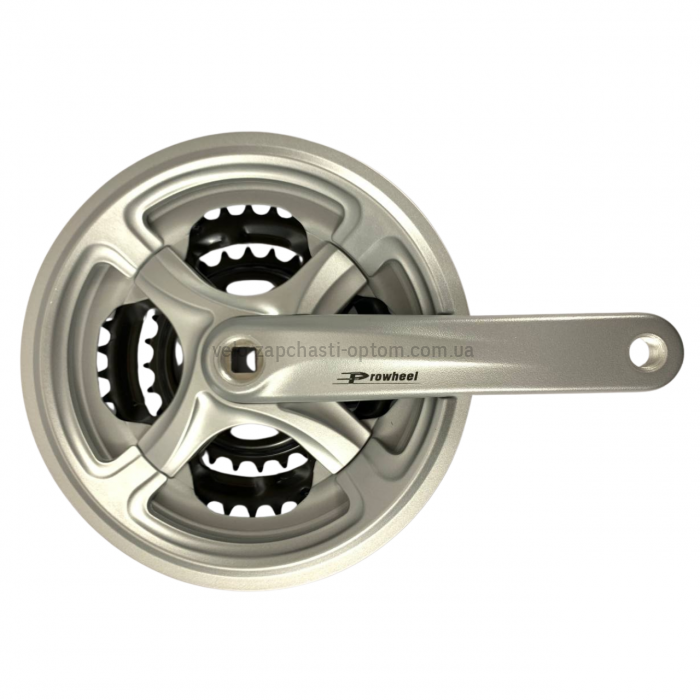 Система шатунів Prowheel TY-CM99 (48/38/28Т, 170 мм) срібляста Тришвидкісні алюмінієві шатуни 3x під квадрат із захистом