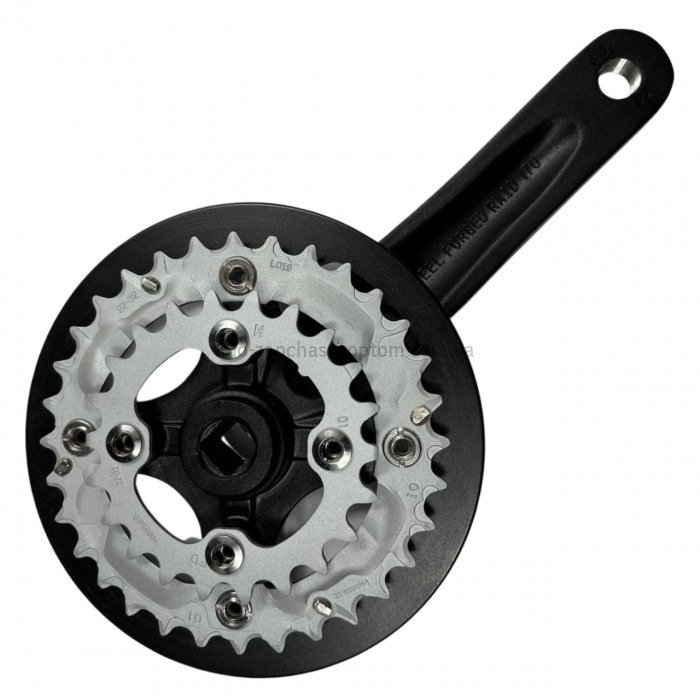Система шатунів Prowheel RAID P01 (32/22Т, 170 мм) чорна Двошвидкісні алюмінієві шатуни 2x під квадрат із захистом