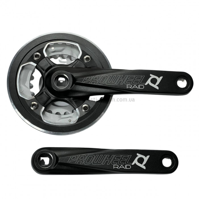 Система шатунів Prowheel RAID P01 (32/22Т, 170 мм) чорна Двошвидкісні алюмінієві шатуни 2x під квадрат із захистом