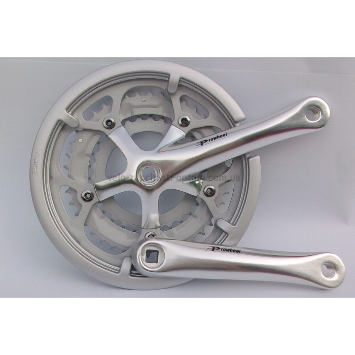Система шатунів Prowheel SOLID P23 (52/42/30Т, 170 мм) срібляста Велосипедні алюмінієві шатуни три зірки під квадрат