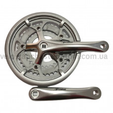 Система шатунів Prowheel SOLID P23 (52/42/30Т, 170 мм) срібляста Велосипедні алюмінієві шатуни три зірки під квадрат