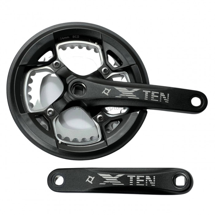 Система шатунів Prowheel TEN-751 (48/36Т, 170 мм) чорна Двошвидкісні алюмінієві шатуни 2x під квадрат із розбірними зірками та з