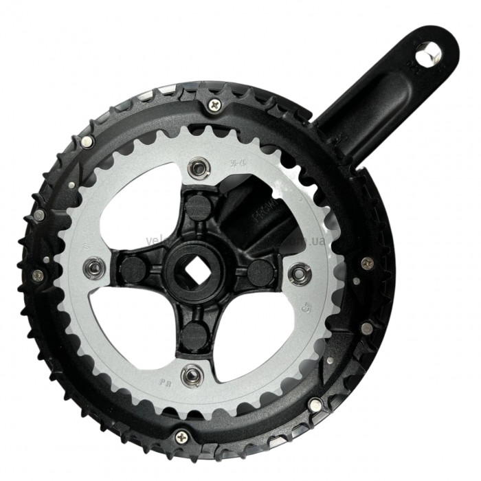 Система шатунів Prowheel TEN-751 (48/36Т, 170 мм) чорна Двошвидкісні алюмінієві шатуни 2x під квадрат із розбірними зірками та з