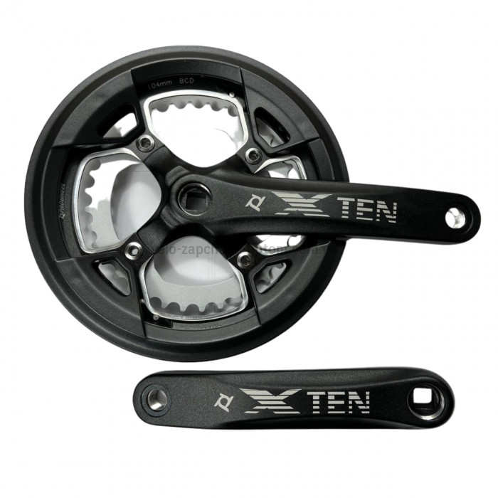 Система шатунів Prowheel TEN-751 (48/36Т, 170 мм) чорна Двошвидкісні алюмінієві шатуни 2x під квадрат із розбірними зірками та з