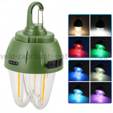 Фонарь кемпинг 899-SMD(RGB)+COB вольфрамовая лампа,  Li-Ion аккум., ЗУ Type-C, крюк