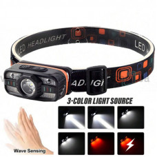 Фонарь налобный WH-0188-XPE+SMD(white+red), Motion Sensor, Li-Ion аккумулятор, ЗУ Type-C