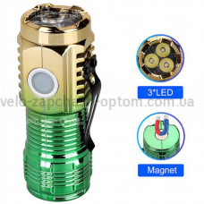 Ліхтар PLD-HP01-3LED, 1x14500, індикація заряду, ЗУ Type-C, магніт, Box