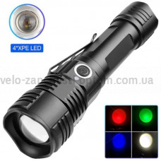 Ліхтар PLD-11-4XPE(RGB), 1х18650, ЗУ microUSB, zoom, Box