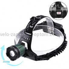 Ліхтар налобний Police 2188-T6, 2х18650, zoom, ЗУ microUSB, Box