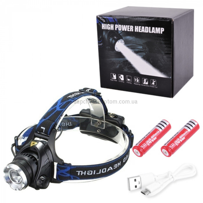 Ліхтар налобний Police 6699/204C-T6, 2x18650, zoom, ЗУ microUSB, Box