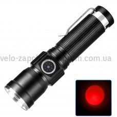 Ліхтар PLD-1812-T6 (red), 1x18650, індикація заряду, ЗУ Type-C, zoom, Box